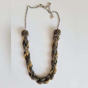 Tri-color braided necklace